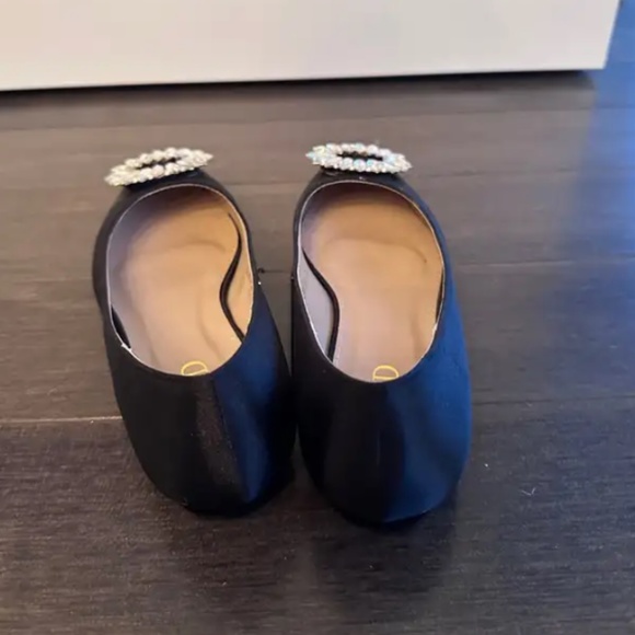Embellished Black Satin Flat - Picture 4 of 4